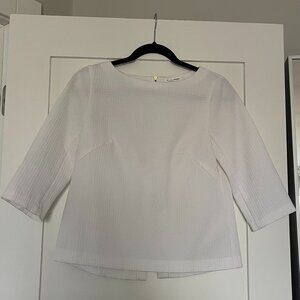 Club Monaco White Sienna Waffle Top With Back Slit Size XS
